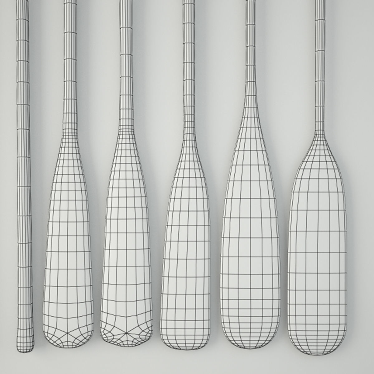 Wooden Oars 3D model_4
