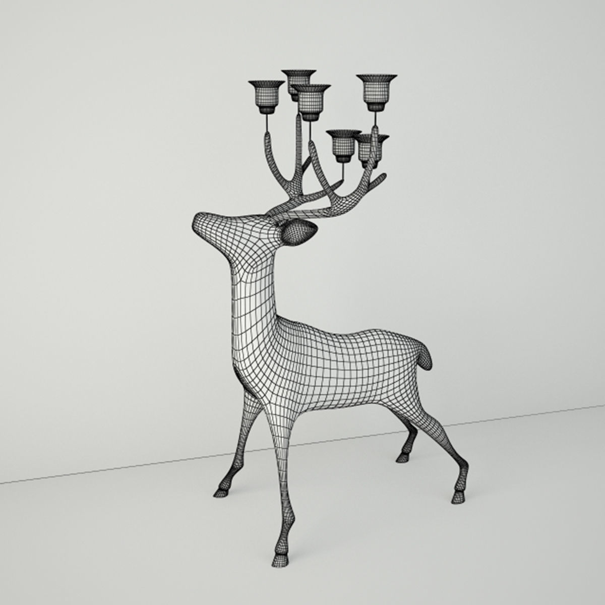 Oversize Brass Deer Candle Holder 3D model_4
