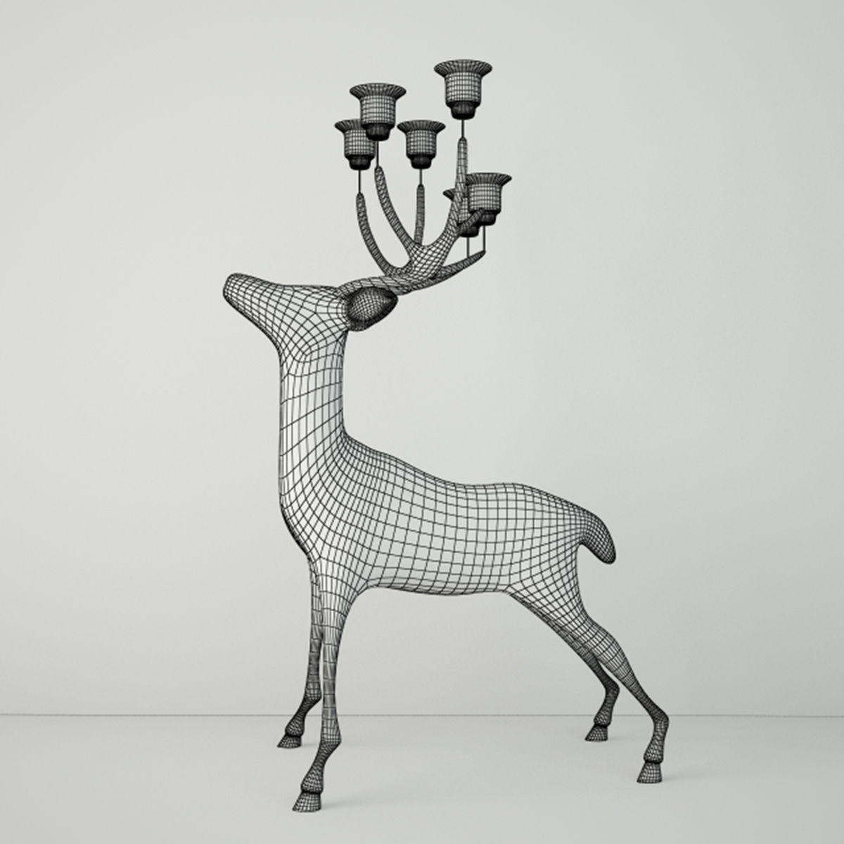 Oversize Brass Deer Candle Holder 3D model_2