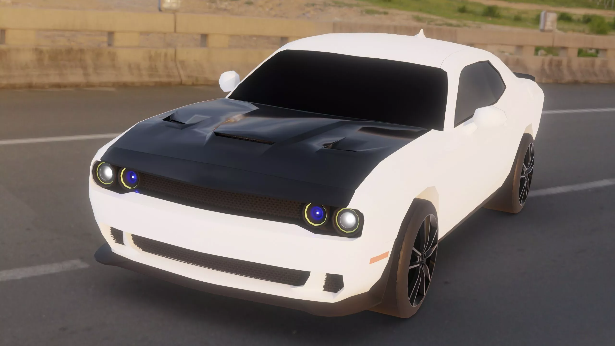 Low Poly Muscle Car Game Ready Vehicle Free low-poly 3D model