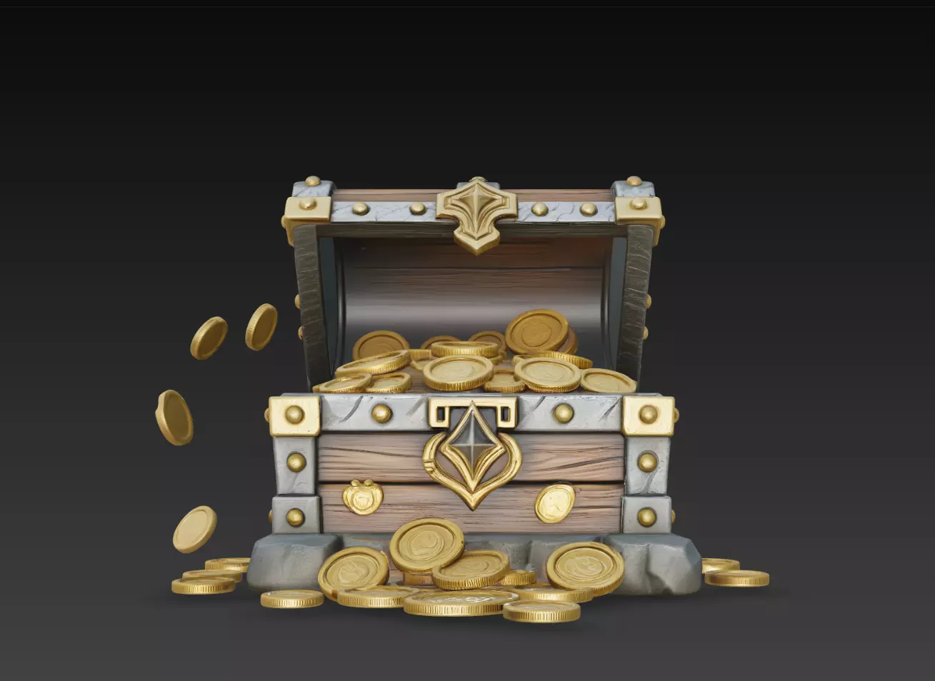 Fantasy Treasure Chest STL Gold Loot Box 3D Model 3D print model