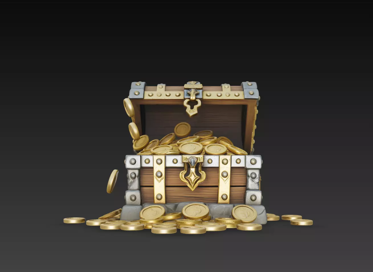Open Treasure Chest STL Fantasy Gold Loot Box Model 3D print model