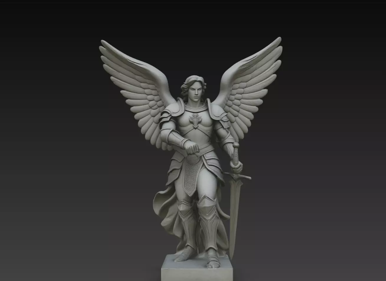 Archangel Guardian Warrior STL Angel Statue Model 3D print model