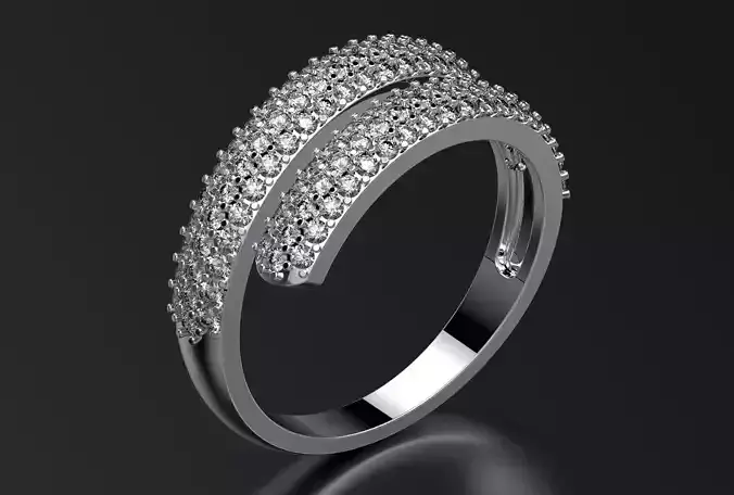 Ring diamond with two rows of diamonds