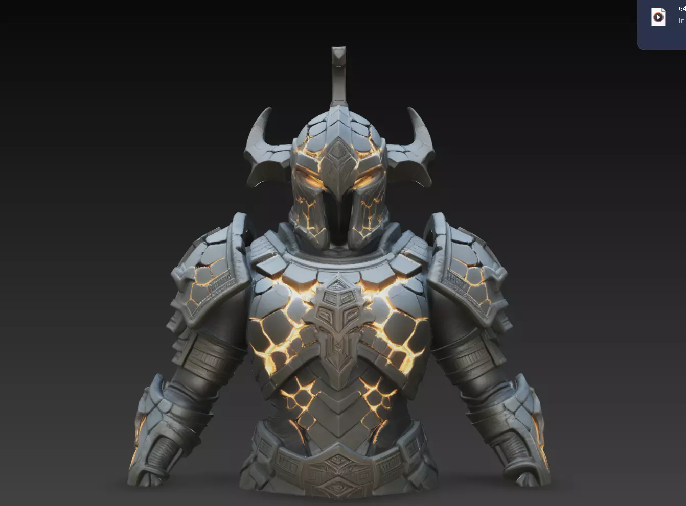 Molten Knight Armor Bust STL Fantasy Warrior Sculpture 3D print model