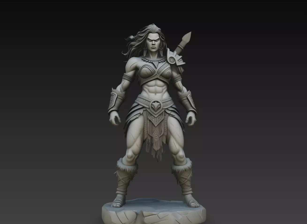 Stonefang Amazon Spear Guardian Statue STL Print Model 3D print model