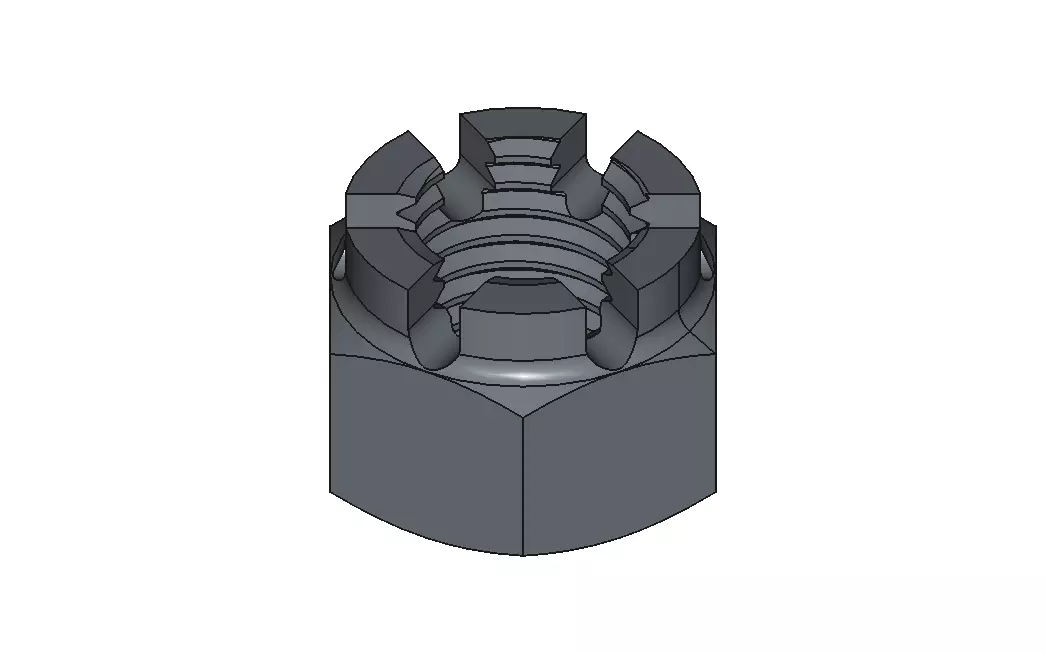 M20 Castle Nut 3D model