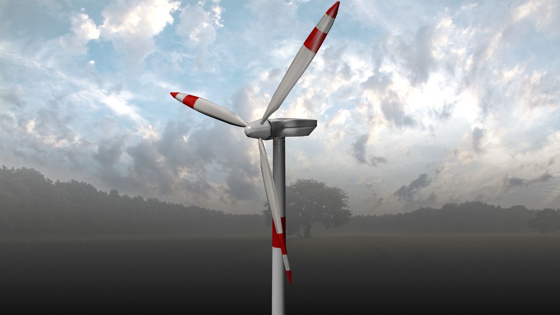 Modern Wind Turbine -- Game-Ready and Animated Low-poly 3D model_6