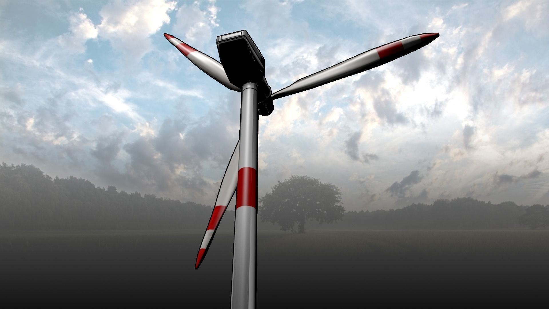 Modern Wind Turbine -- Game-Ready and Animated Low-poly 3D model_3