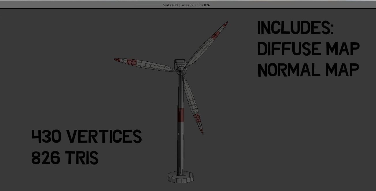 Modern Wind Turbine -- Game-Ready and Animated Low-poly 3D model_2
