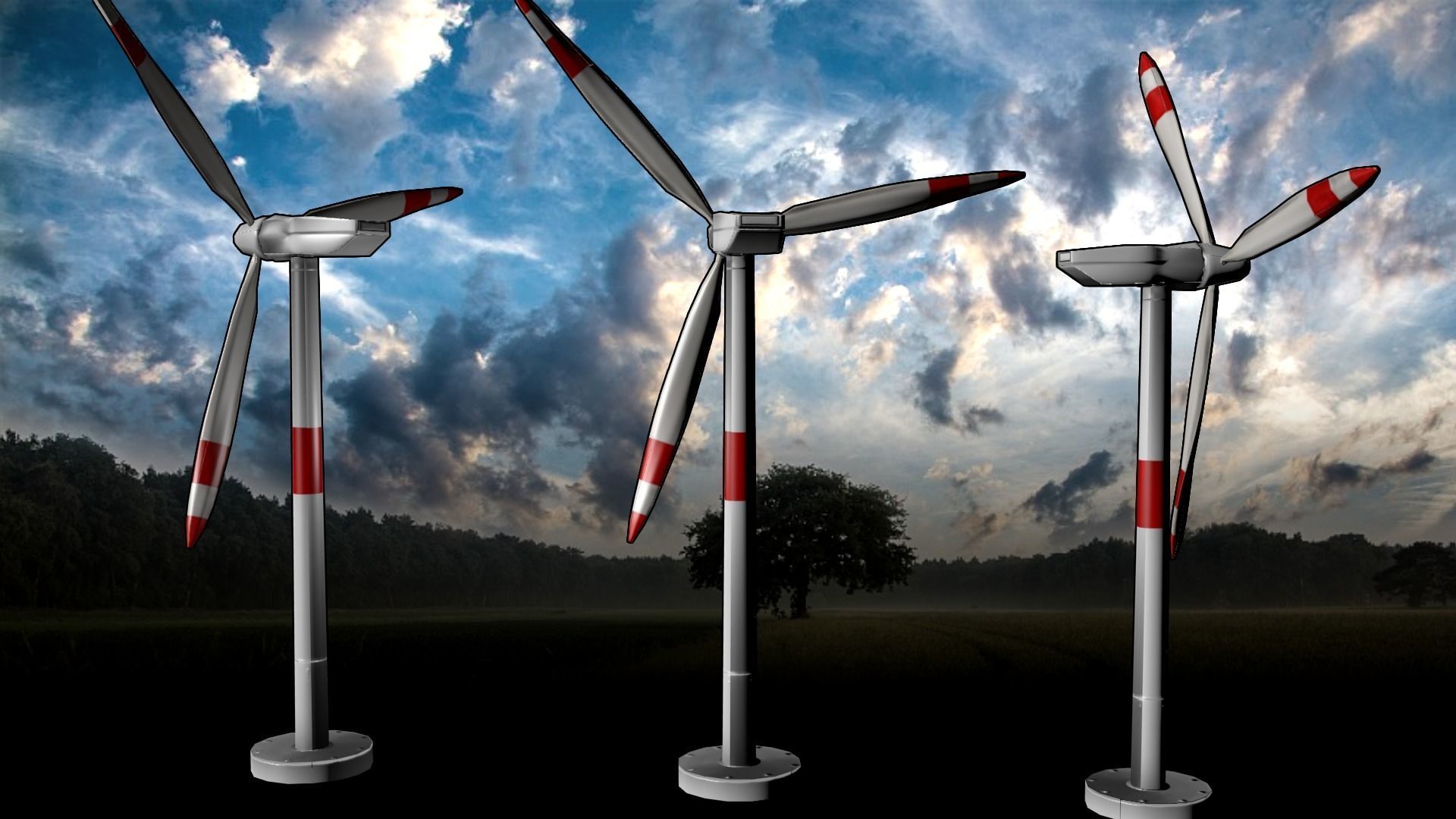 Modern Wind Turbine -- Game-Ready and Animated Low-poly 3D model_1