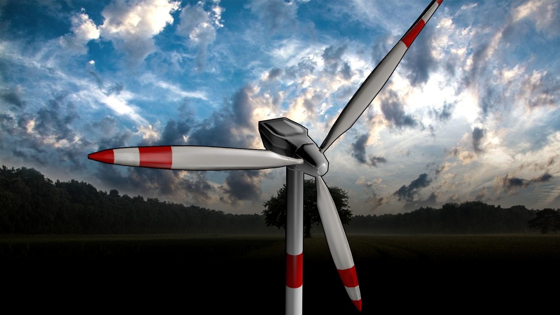 Modern Wind Turbine -- Game-Ready and Animated Low-poly 3D model_8