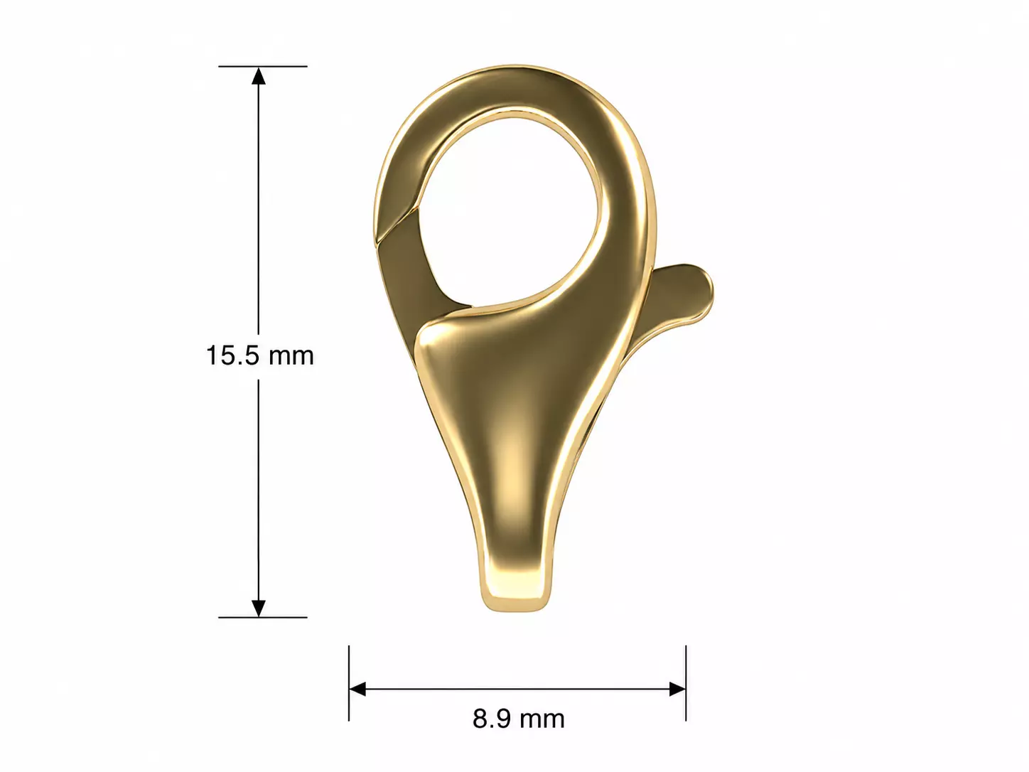 Lobster Clasp 15 mm for Chains and Bracelets 3D print model