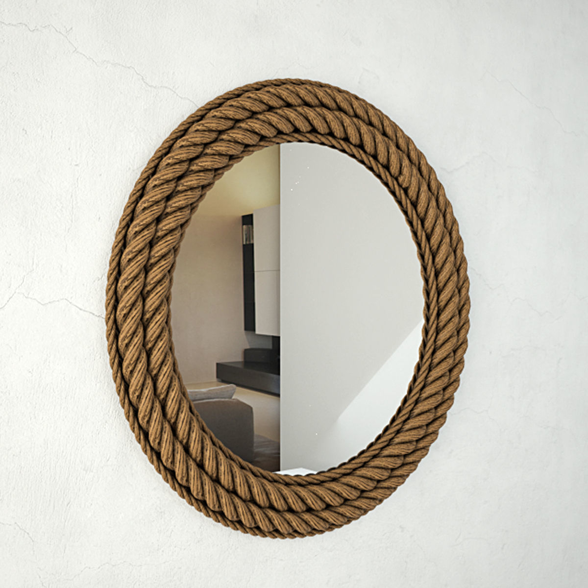 Round Nautical Rope Wall Mirror 3D model_3