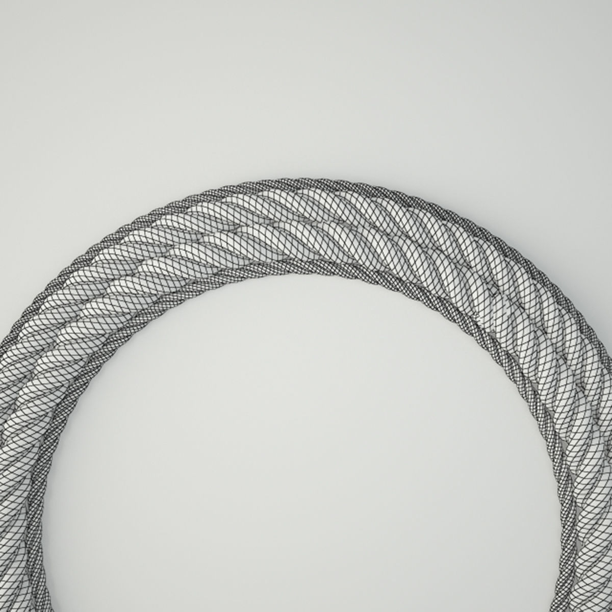 Round Nautical Rope Wall Mirror 3D model_2