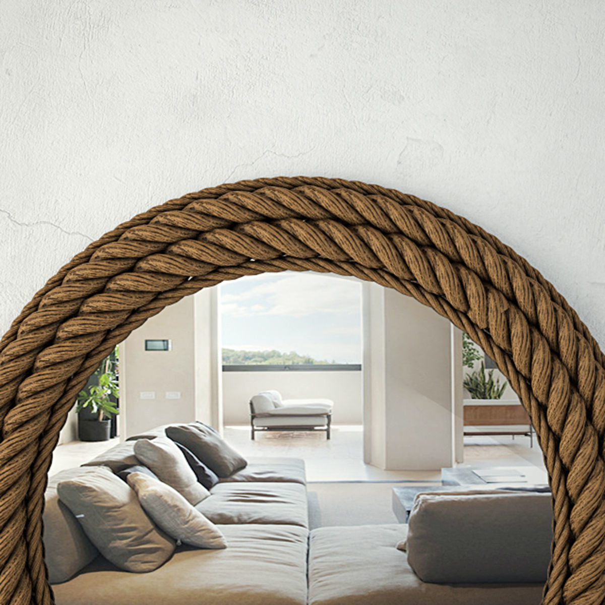 Round Nautical Rope Wall Mirror 3D model_1