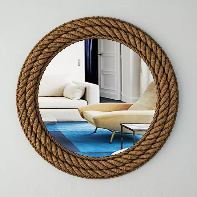 Round Nautical Rope Wall Mirror 3D model_0