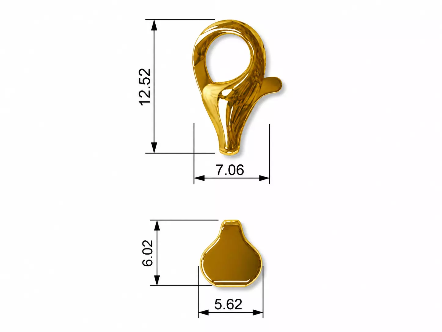 Lobster Clasp 12 5 mm 3D print model