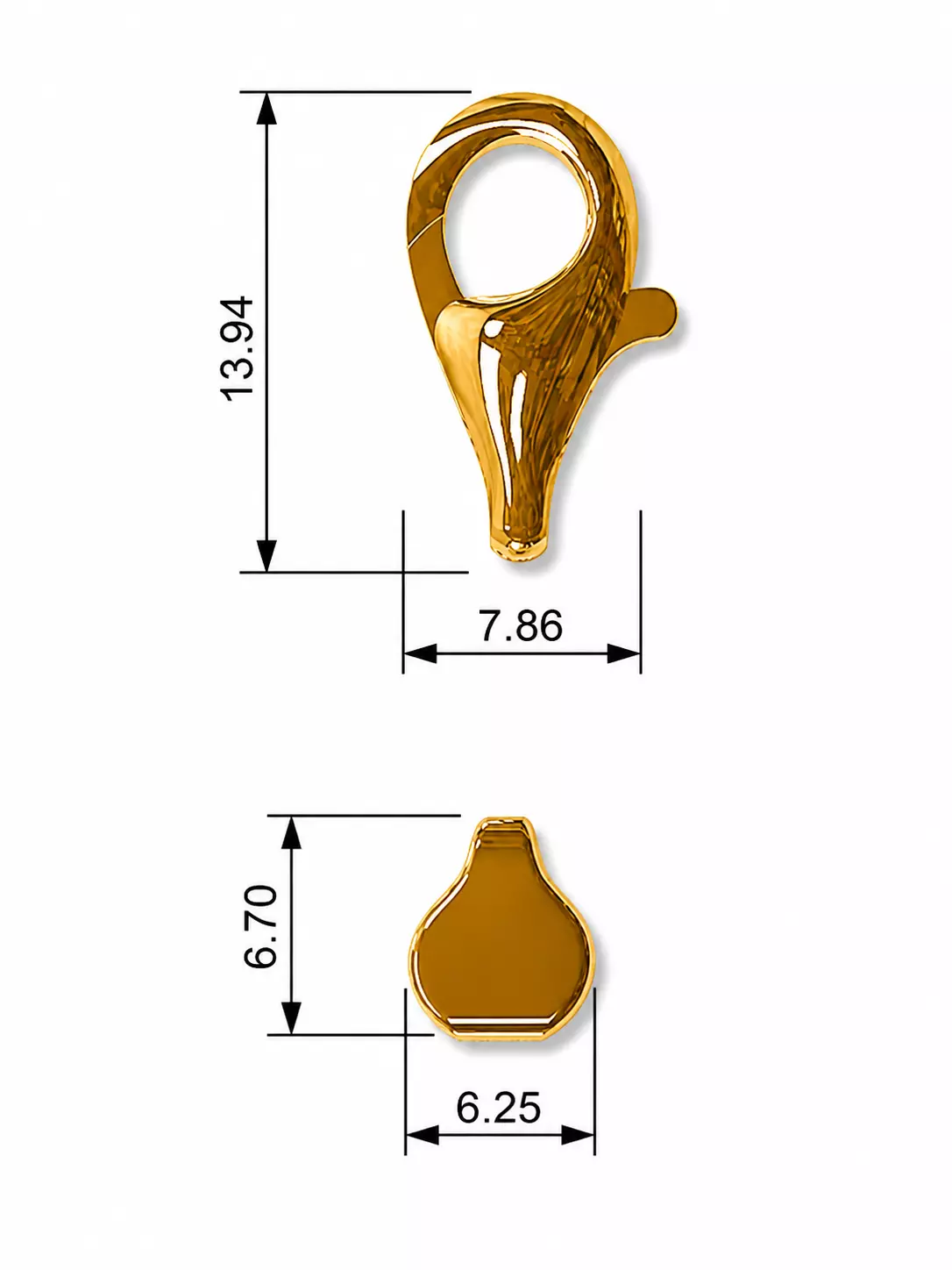 Lobster Clasp 14mm 3D print model