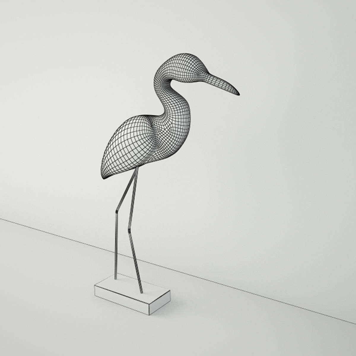 Small Egret Statue 3D model_2