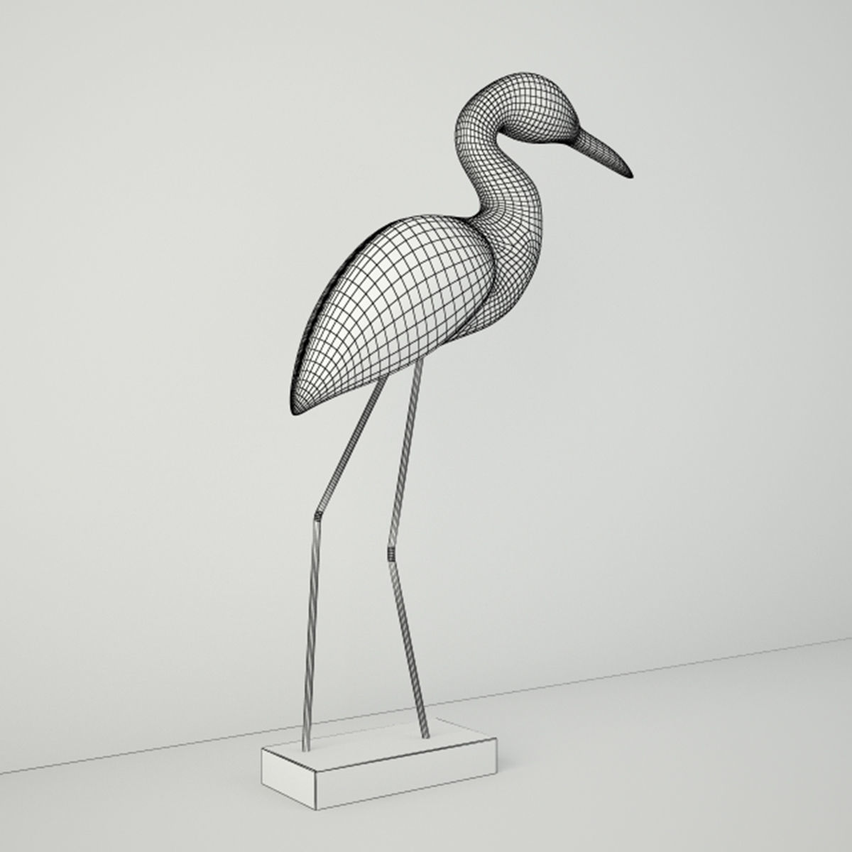 Small Egret Statue 3D model_4