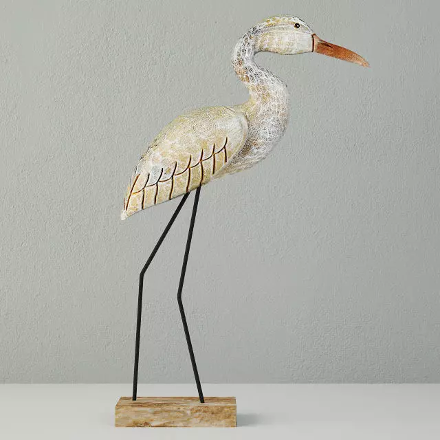 Small Egret Statue 3D model_0
