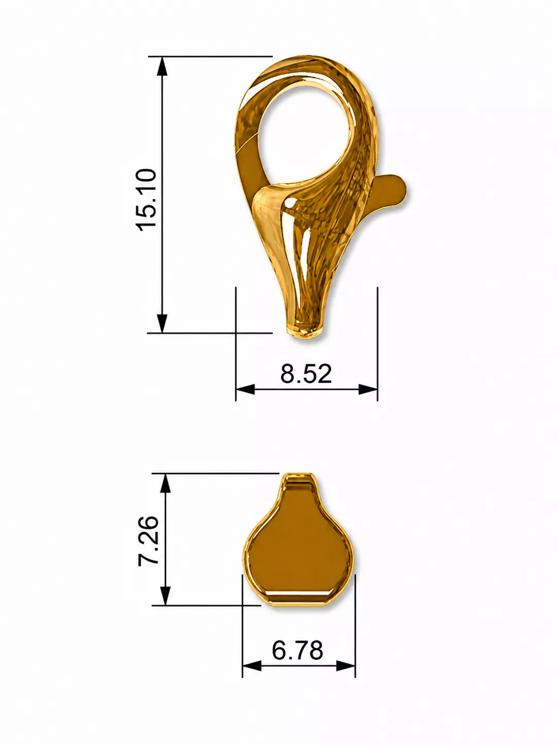 Lobster Clasp 15mm 3D print model
