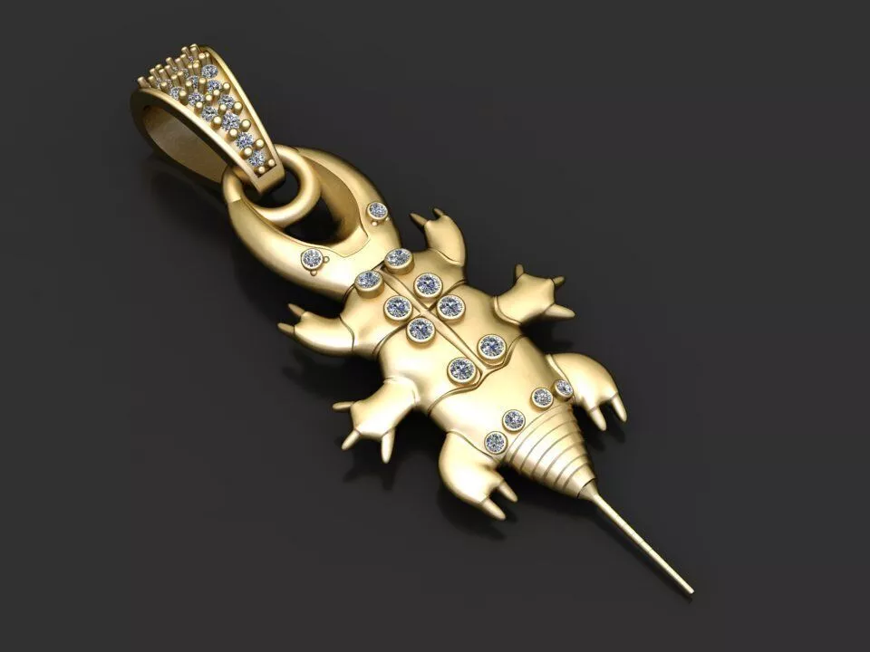 Iced-Out Scorpion Gold Pendant 3D Printable Model 3D print model