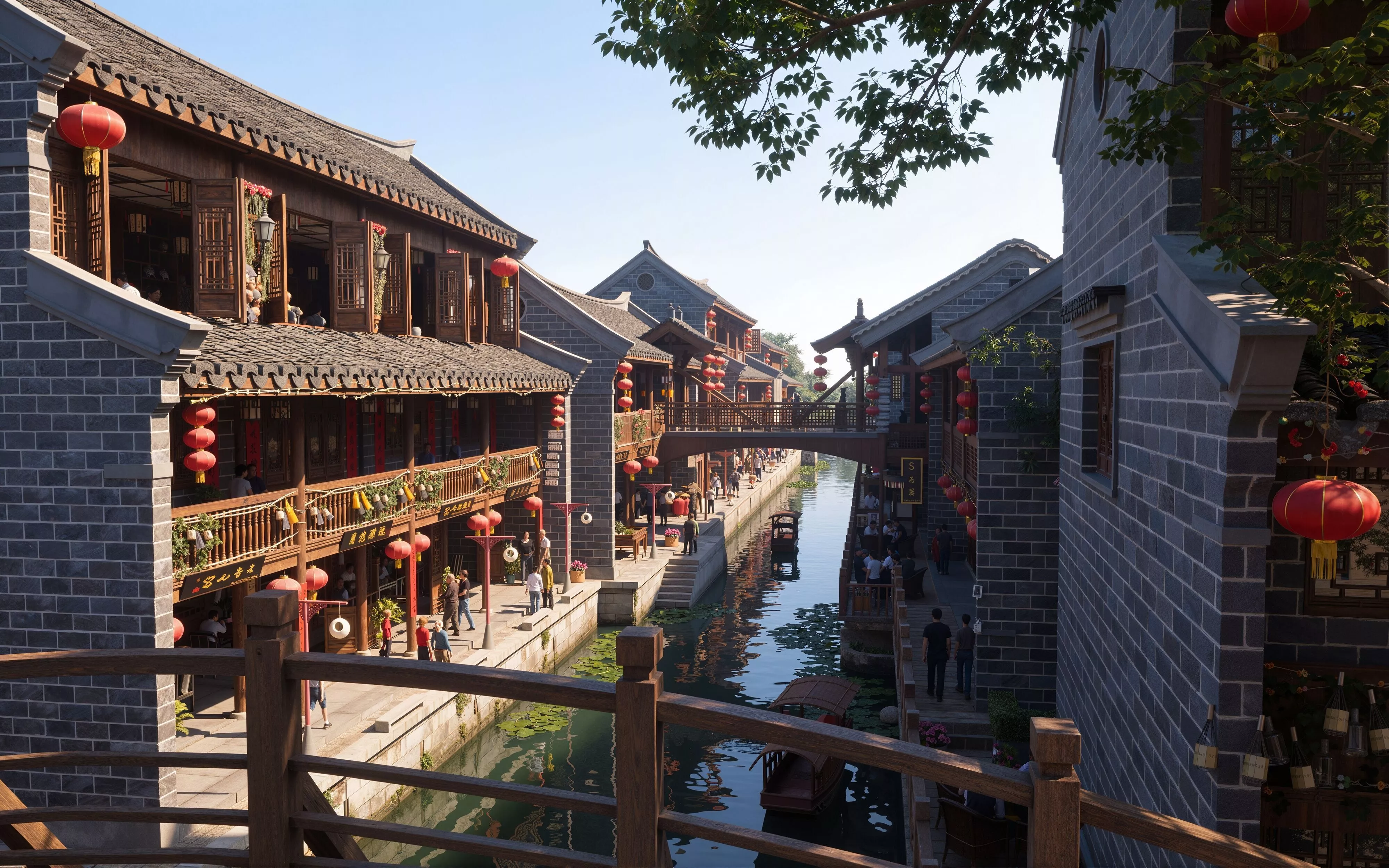 Traditional Chinese Ancient Canal Street 3D Model 3D model
