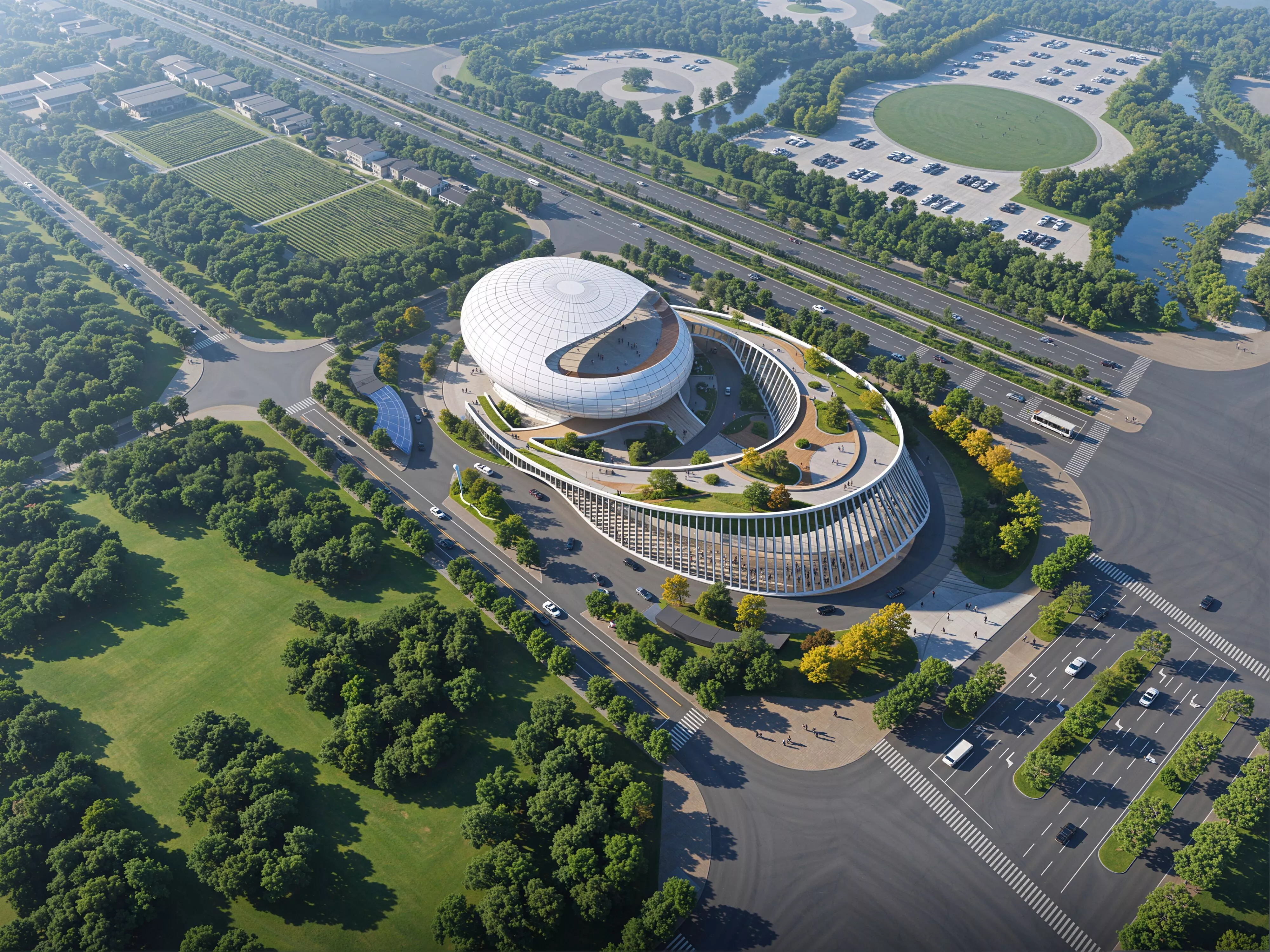 Modern Cultural Landmark Exhibition Center Building 3D Model 3D model