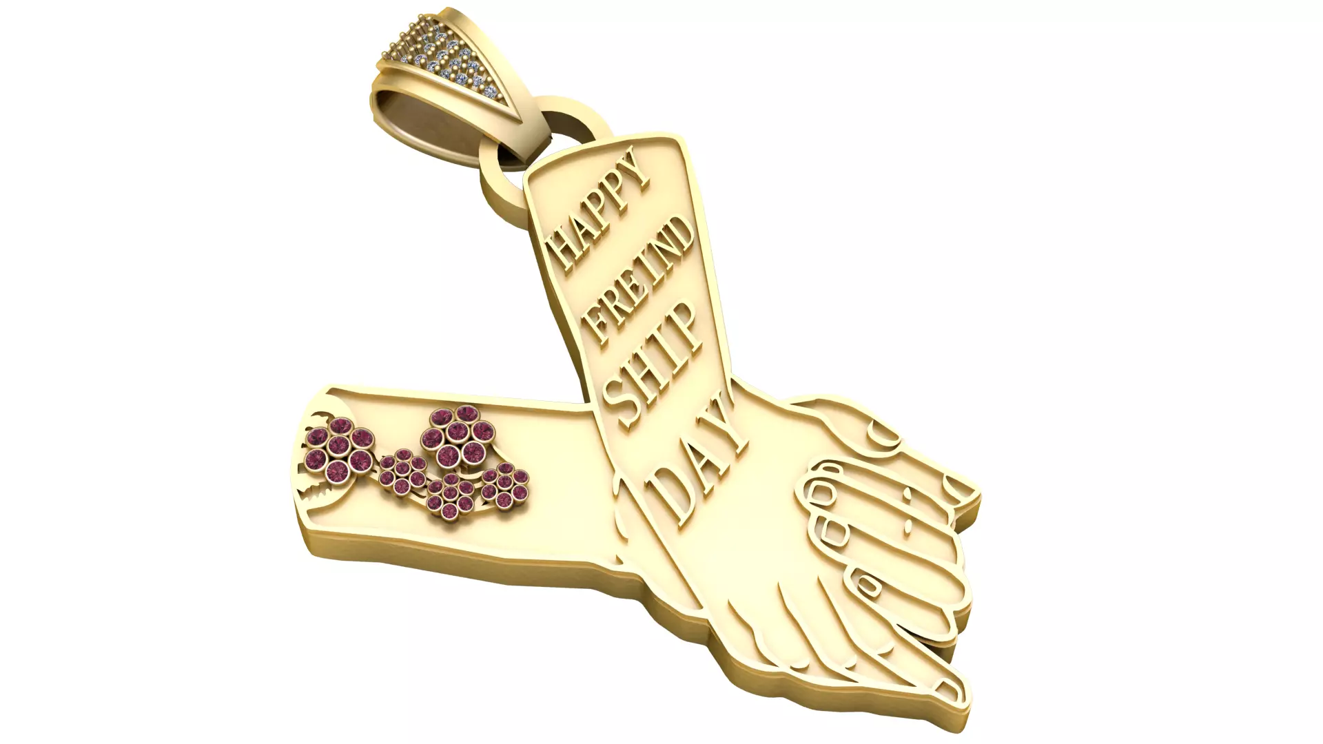 Happy Friendship Day Handshake Pendant 3D print model