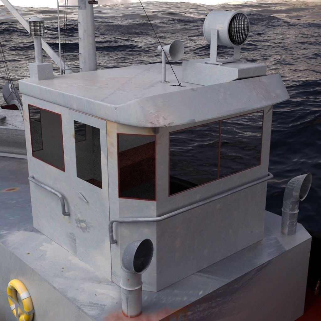 Tugboat tug boat in ocean 3D model_3