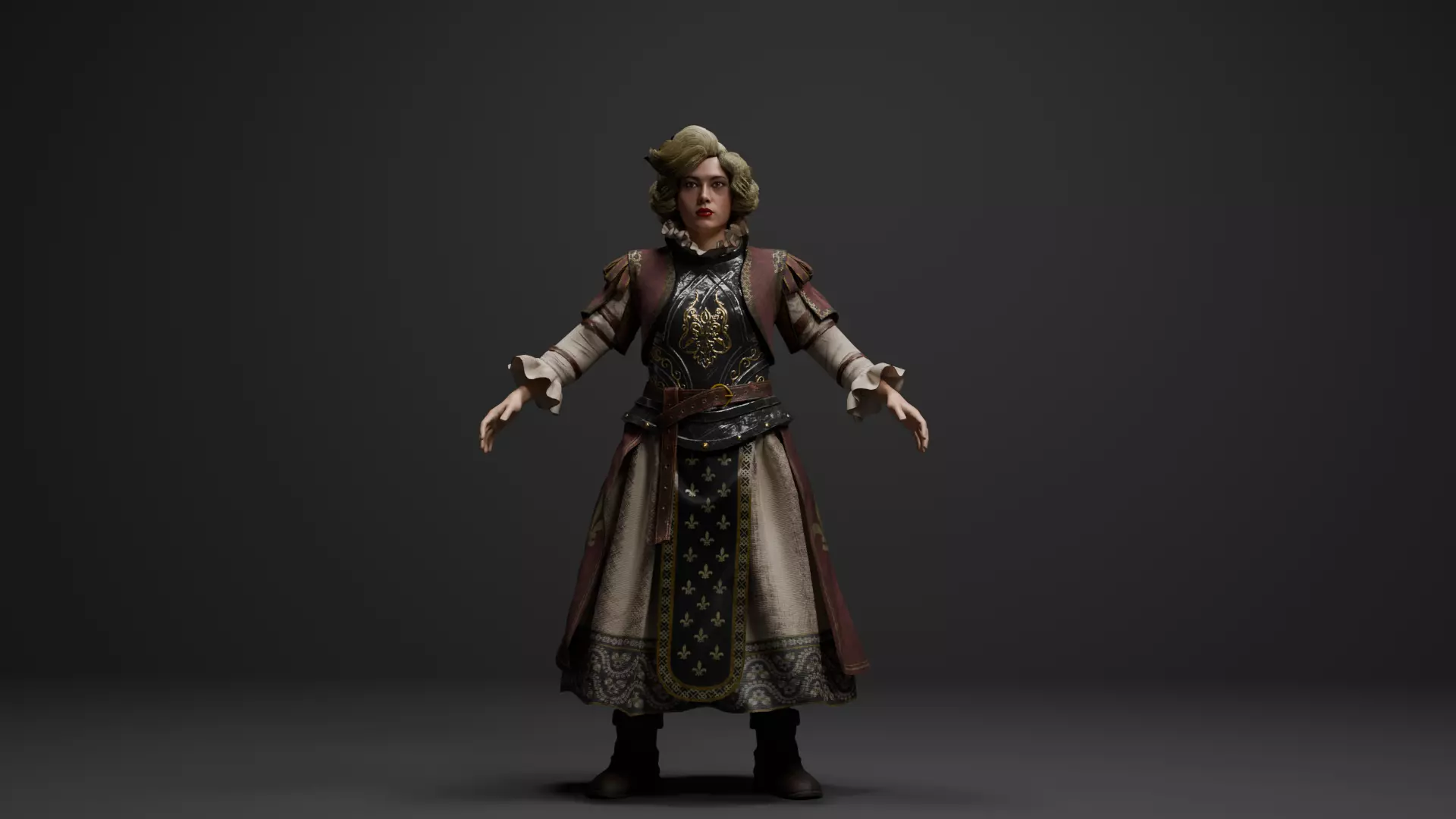 Noble Queen Princess Character Rigged Animated Face Blendshapes Low-poly 3D model