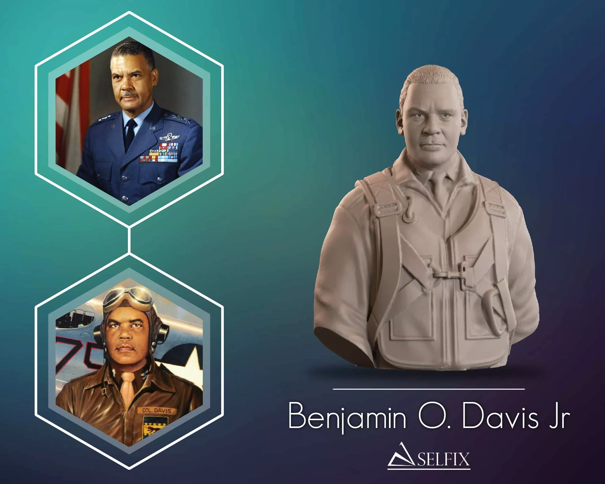 Benjamin O Davis Jr Bust Sculpture 3D print model