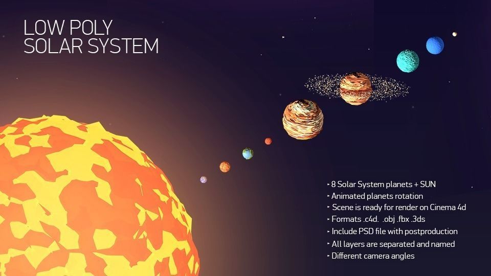 Low Poly Solar System Low-poly 3D model