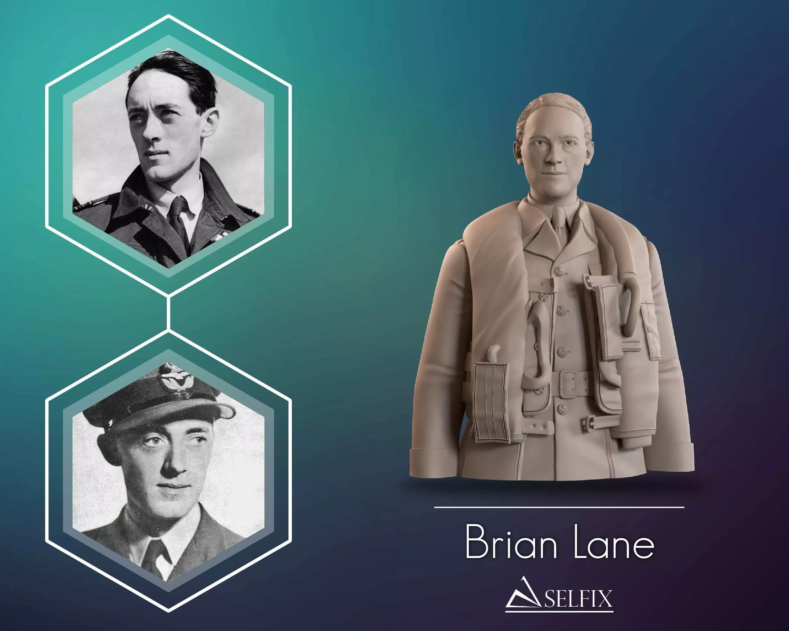 Brian Lane RAF Fighter Pilot Bust Sculpture 3D print model