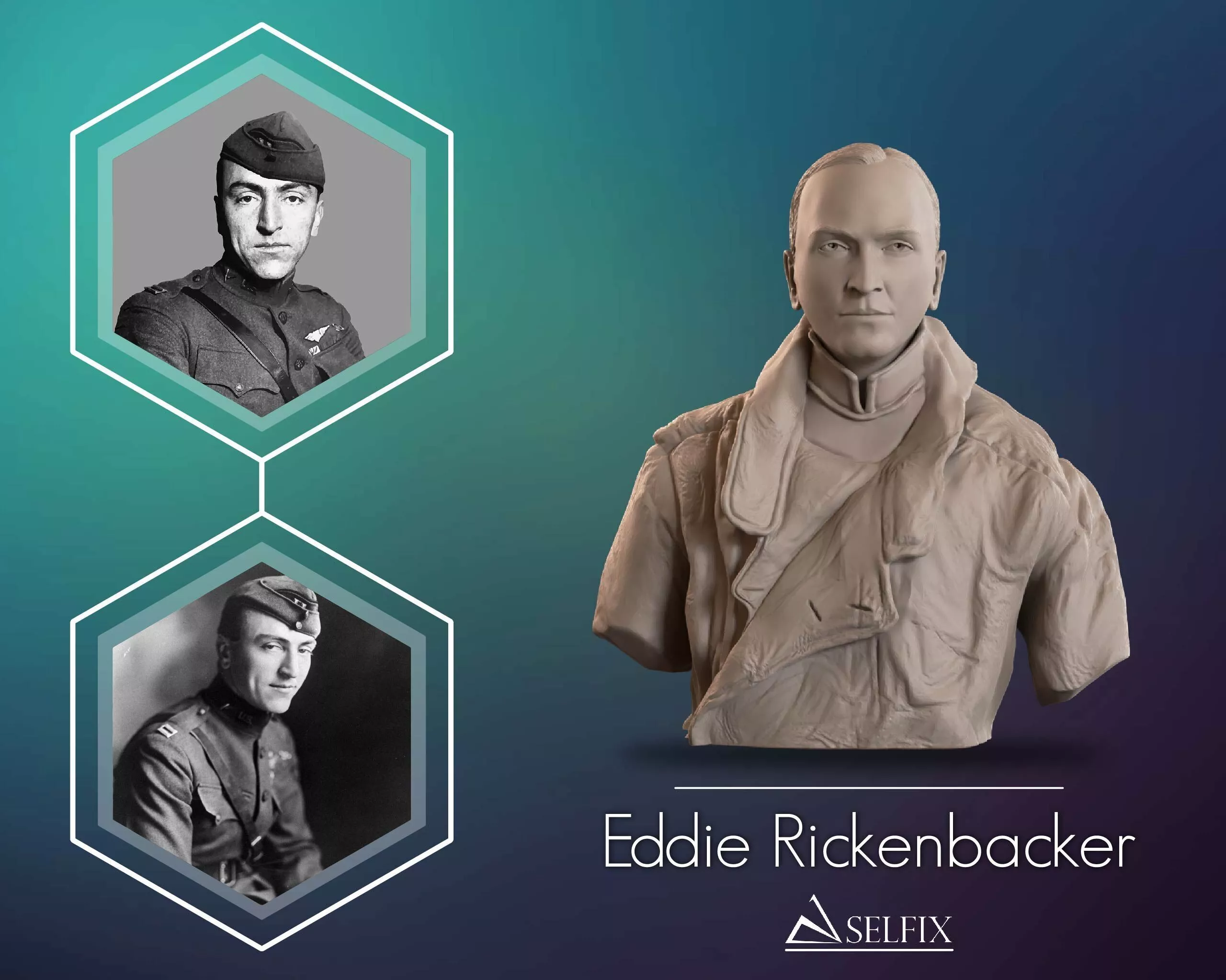 Eddie Rickenbacker Bust Sculpture 3D print model