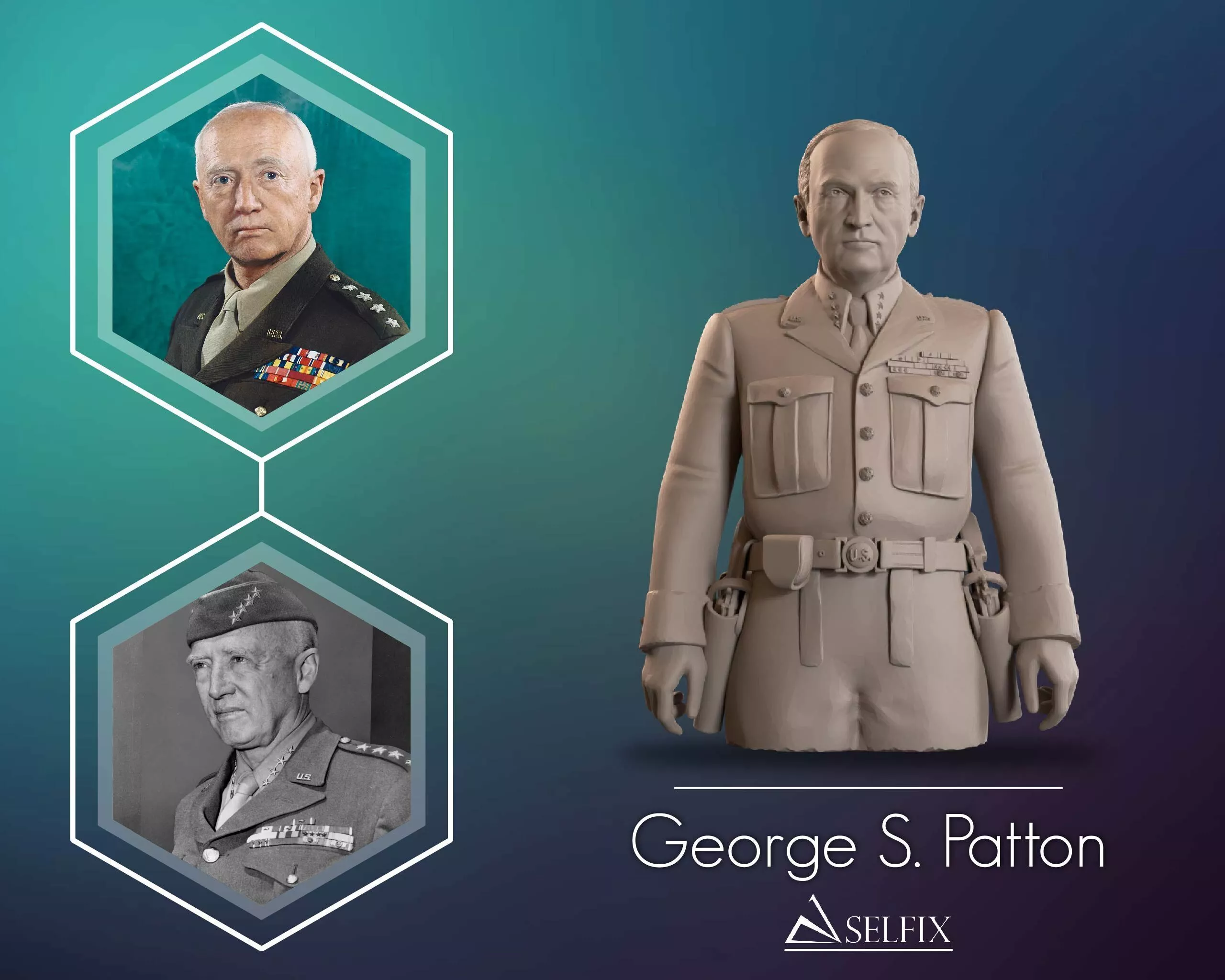 George S Patton Bust Sculpture 3D print model