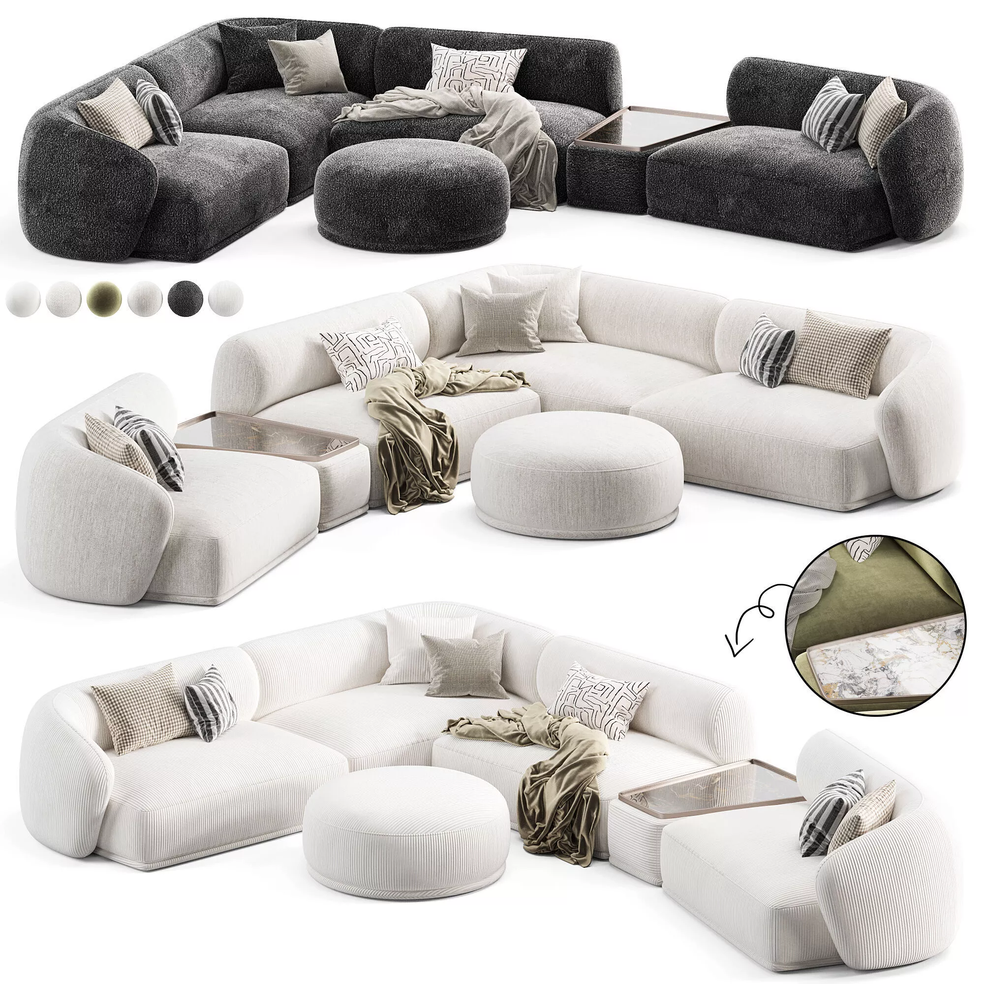 Meridiani Rene Modular Sofa 3D model