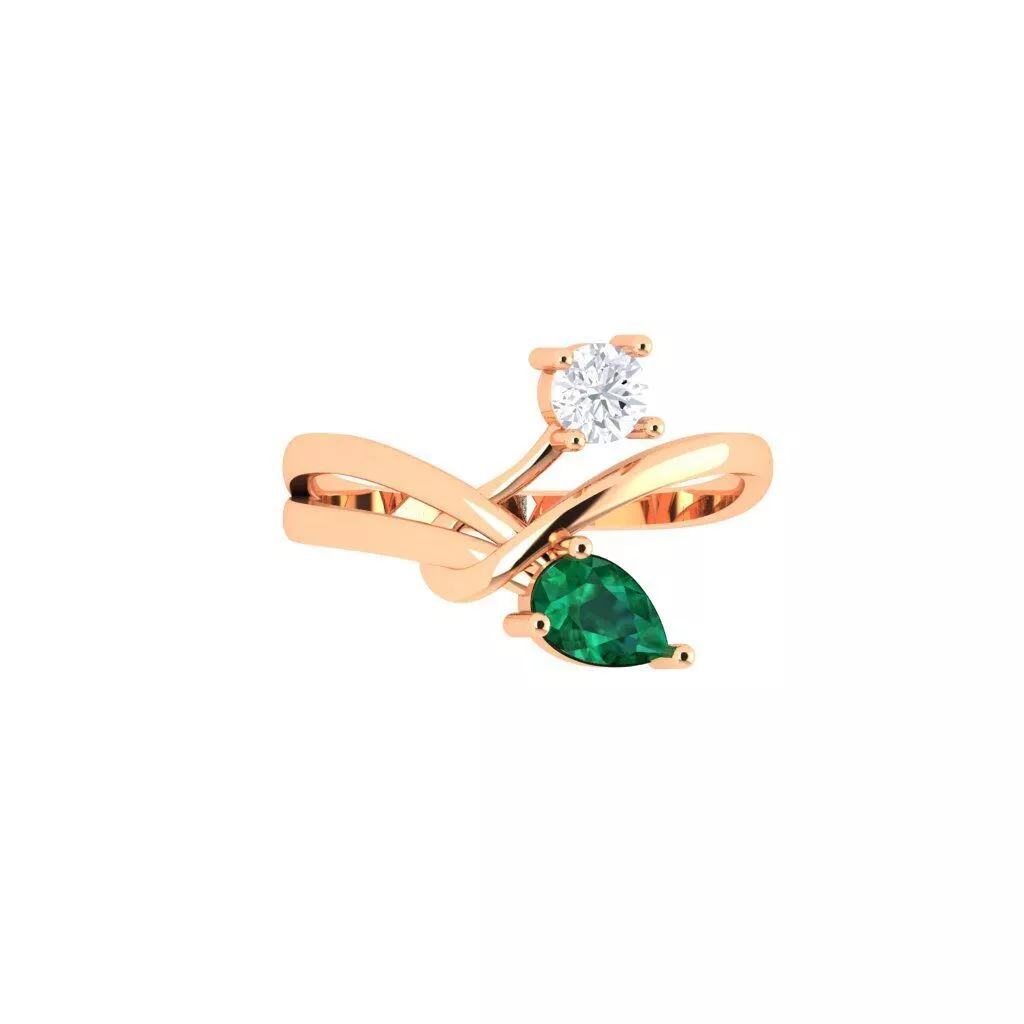round and pear shape daimond ring 3D print model