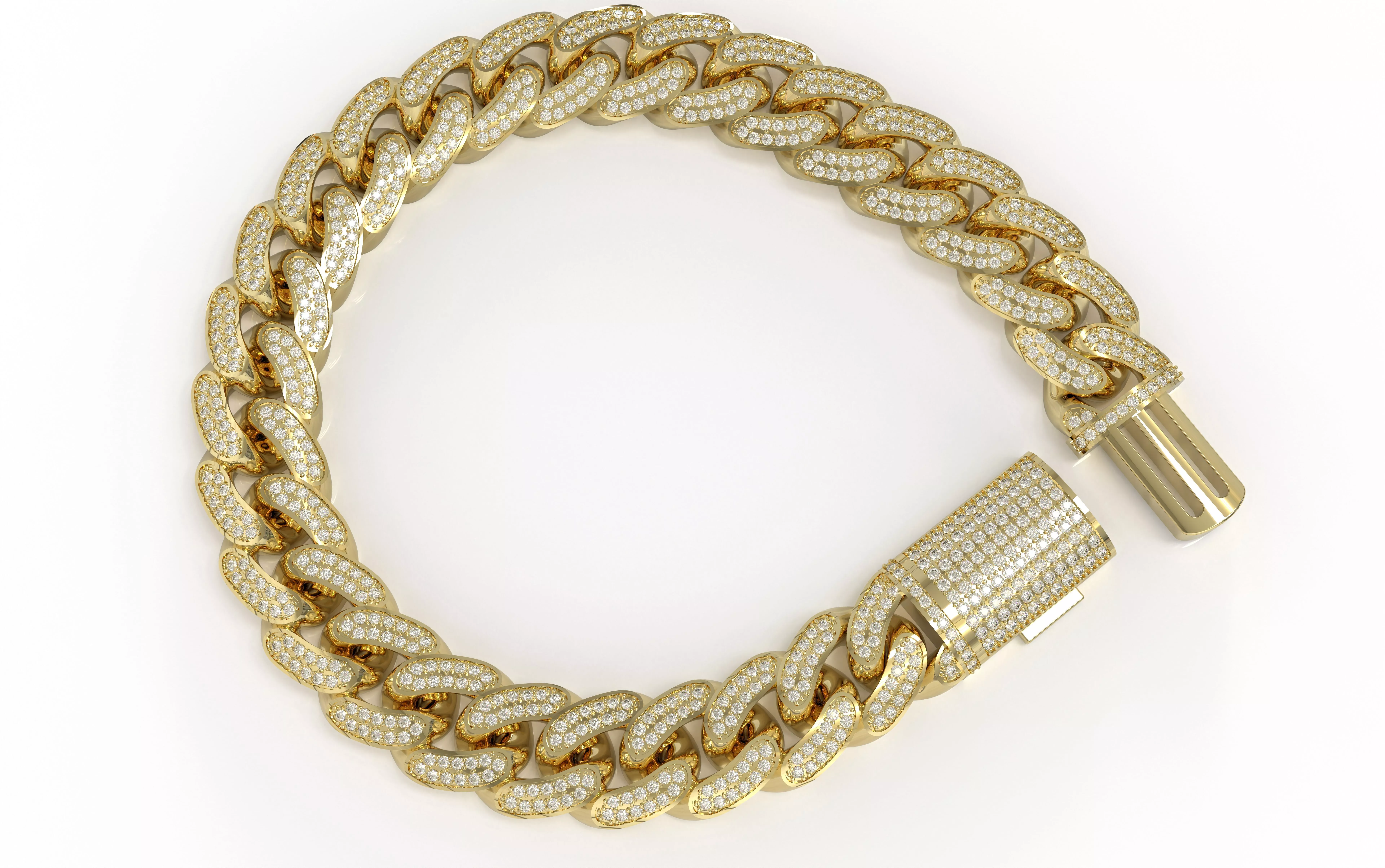 Miami Cuban 11mm bracelet or necklace Gemstone set version 3D print model