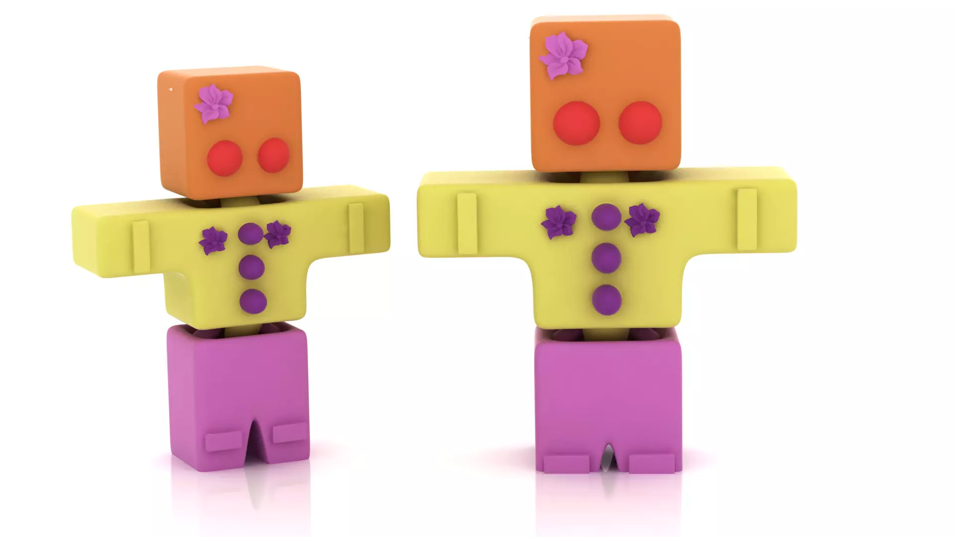 Cute Floral Robot Character Stylized Colorful 3D Toy Model 3D print model