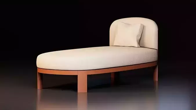 Modern Lounge Chaise Sofa Low-poly 3D model 2