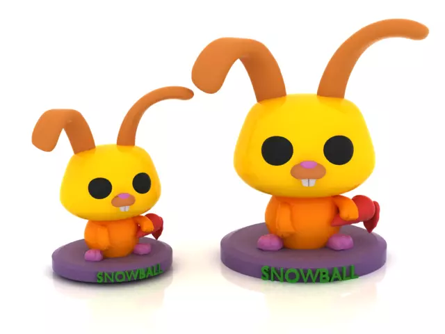 Snowball Stylized Rabbit Figurine 3D print model