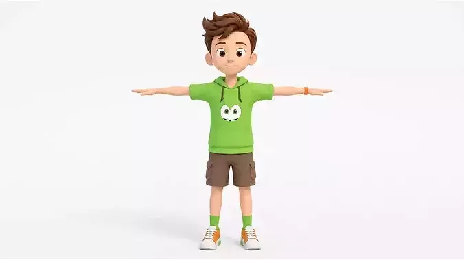 Stylized Cartoon Boy Character  T-Pose  Clean Topology  