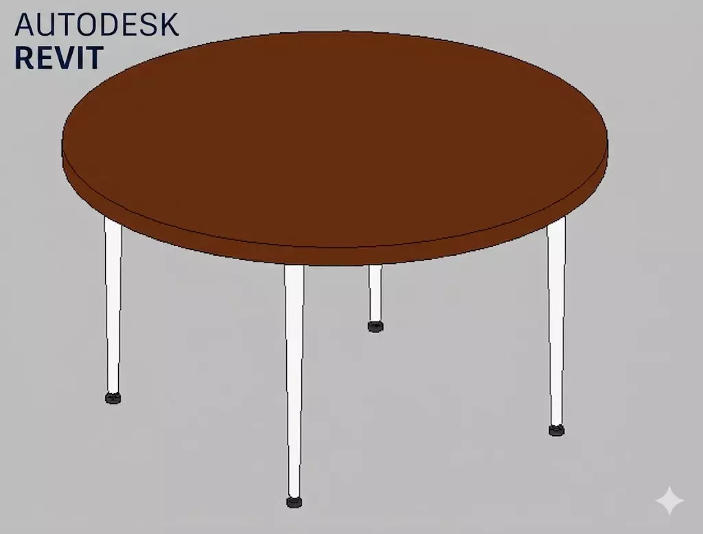 Classic Round Dining Table Revit Family RFA 3D model