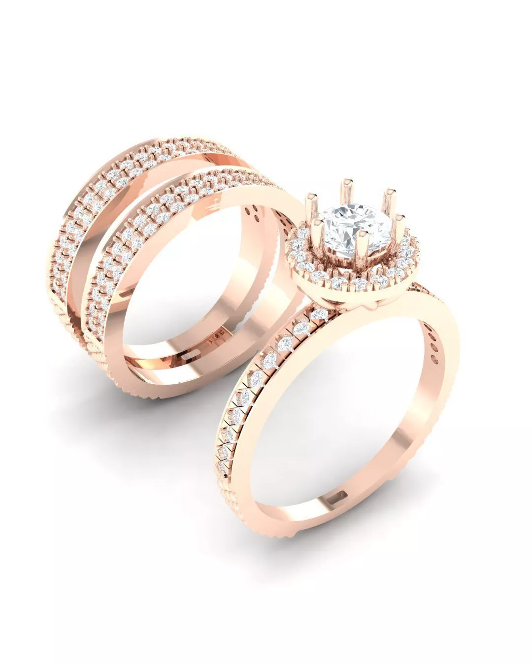 Aurora Convertible Bridal Ring 2 in 1 Design Original 3D print model