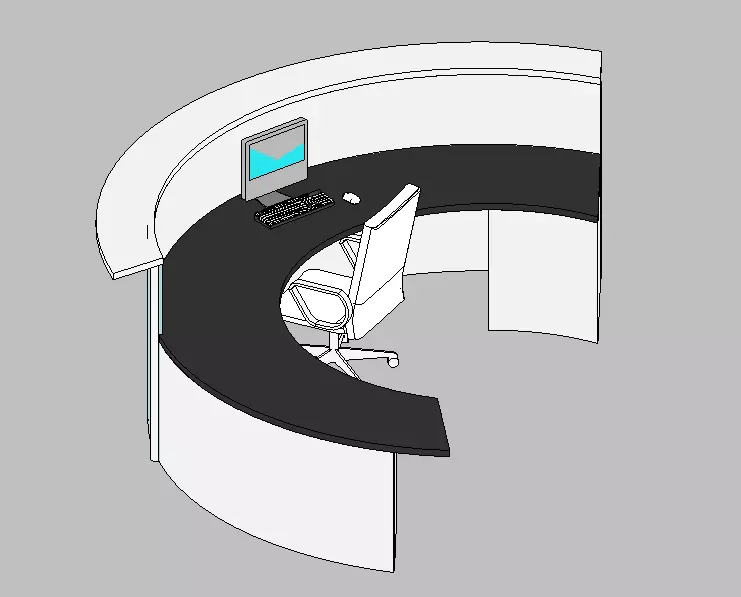 Modern Curved Reception Desk Revit Family RFA 3D model
