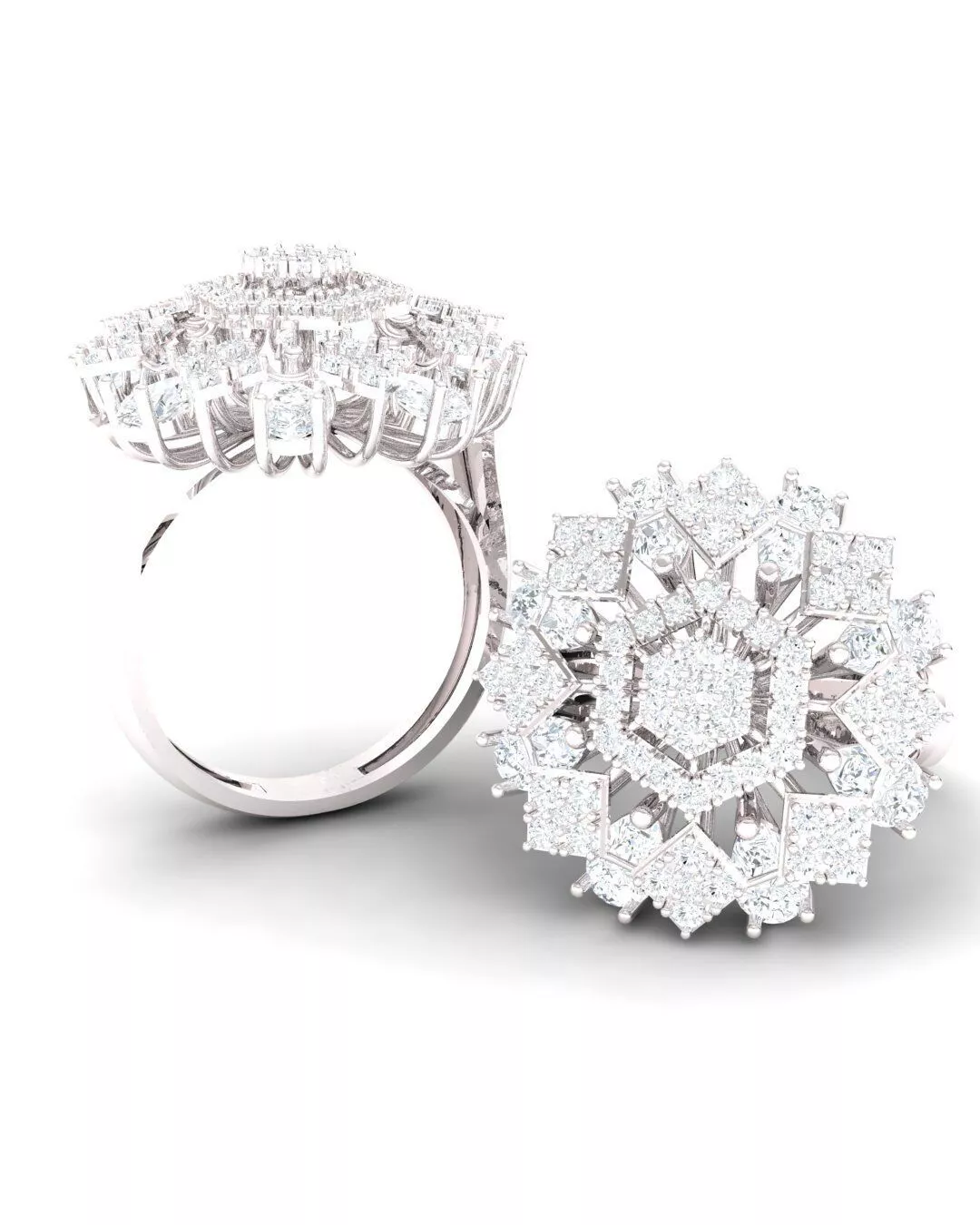 Celestia Snowflake Cocktail Ring Original Design 3D print model