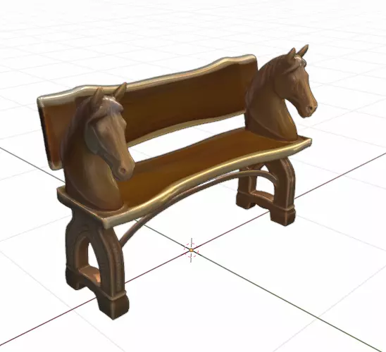 Horse Head Wooden Park Bench Garden Furniture Low-poly 3D model